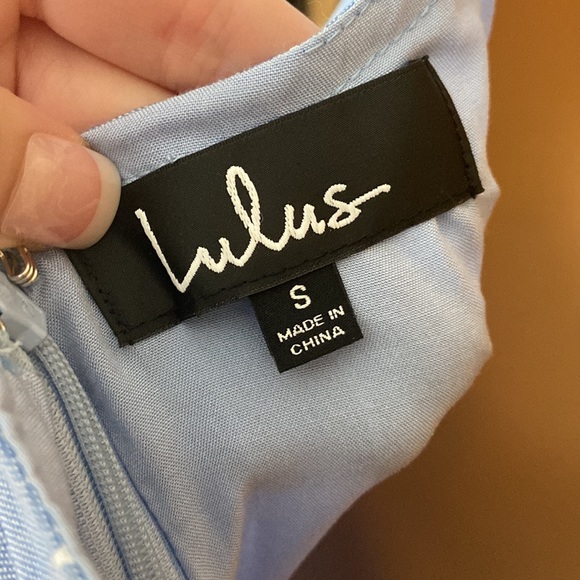 Lulus Blue & White Striped Wrap Around Romper - Picture 7 of 7